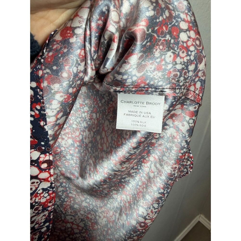 NWT Charlotte Brody Keyhole Blouse Red Marble Size Large - Picture 9 of 13
